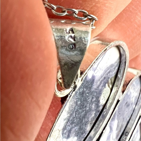 925 Triple Purple Fluorite Pendant Necklace - Picture 4 of 4